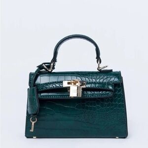 PETA & JAIN | HEDI MINI TOP HANDLE BAG GREEN CROC
